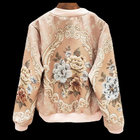 The Luyzah Gorgeous Romantic Embellished Rose Bomber Jacket - Picture 2 of 13